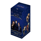 Blue packaging box for Harry Potter collectible cards with characters and text on a white background
