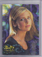 Trading card featuring a character from 'Buffy the Vampire Slayer' with a colorful border.