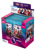 Topps 2026/27 Football Premier League Trading Cards 28-pack display box, featuring a purple and blue design with player images and the Topps and Premier League logos.