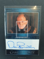 Trading card of David Bradley from 'Game of Thrones' with autograph on a dark background