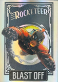Poster of 'The Rocketeer' with a character in a space suit and 'Blast Off' text.