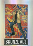 Illustration of a character in a retro-style setting with 'Bronze Age' branding.