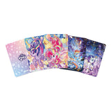 Four My Little Pony acrylic playmat cards fanned out against a white background, featuring colorful character designs including Rainbow Dash, Pinkie Pie, Twilight Sparkle, and Rarity.