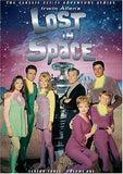 Lost in Space TV show poster with the cast in colorful costumes against a space-themed background.