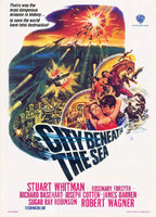 Vintage movie poster for 'City Beneath the Sea' with space-themed artwork and text.