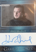 Autograph card of John Bradley from 'Game of Thrones' with a signature and character portrait.