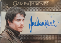 Autographed 'Game of Thrones' card with a character from the show and the actor's signature.