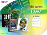 Blanka trading card game packaging with cards and artwork on a colorful background