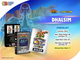 Promotional image for Capcom's Dhalsim with collectible card design and artwork.