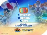 Cover of 'Saturday Morning Cards Volume 4' featuring characters and Capcom logos.