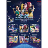 K-POP Demon Hunters World Tour Mini Collectible Cards Special Minge Edition poster featuring character illustrations and card previews from the series, with Kayou branding.