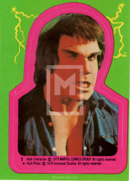1979 Topps Marvel Incredible Hulk Movie Sticker Trading Card 1 Front