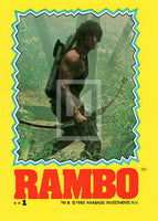 1985 Topps Rambo First Blood Part 2 Sticker Trading Card 1 Front