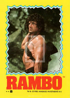 1985 Topps Rambo First Blood Part 2 Sticker Trading Card 8 Front