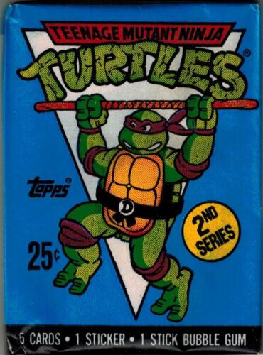 1989 Topps Teenage Mutant Ninja Turtles (TNMT): Series 2 - Donatello Factory Sealed Trading Card Wax Pack - 5 Cards - 1 Sticker - 1 Stick of Gum