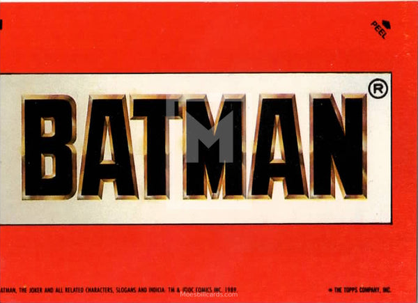 1989 Topps Batman Sticker Trading Card 1 Front