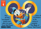 1992 Magic of Disney Sticker Trading Card 1 Donald Duck Front