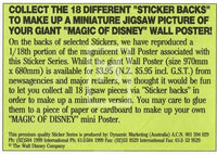 1992 Magic of Disney Sticker Trading Card 24 Chip Back B Collect the 18 Different Variant