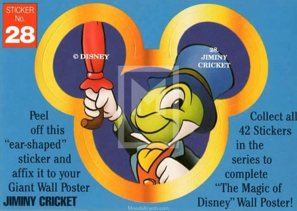 1992 Magic of Disney Sticker Trading Card 28 Jiminy Cricket Front