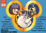 1992 Magic of Disney Sticker Trading Card 33 Mrs Potts Cogsworth Lumiere Front