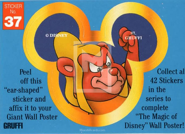 1992 Magic of Disney Sticker Trading Card 37 Gruffi Front