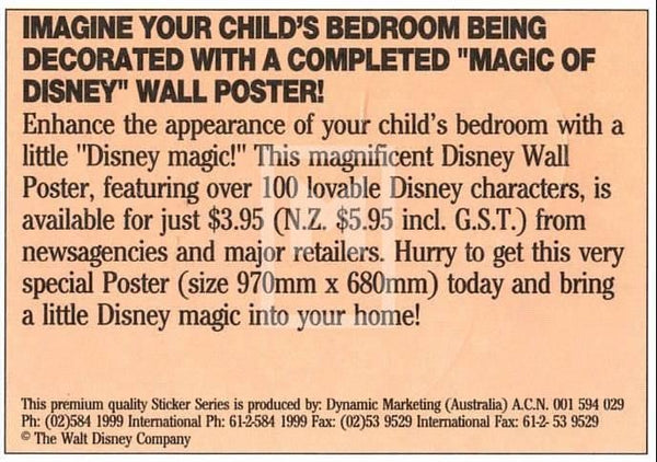 1992 Magic of Disney Sticker Trading Card 41 Jake Back D Imagine Your Child Variant