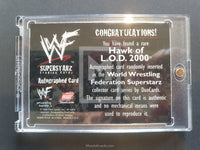 1998 Comic Images WWF Superstarz LOD Hawk Autograph Trading Card Back