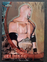 1999 Topps WCW Embossed Wrestling Double Sided Chrome Chase Card Goldberg Nash Front