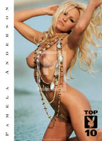 2000 Stellar Collectibles Playboy Centerfolds of the Century Chase Top 10 Gold 4 Pamela Anderson Trading Card Front