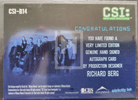 2004 Strictly Ink CSI Series 2 Autograph Trading Card CSI-B14 Richard Berg as Production Designer Back