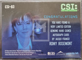 2004 Strictly Ink CSI Series 2 Autograph Trading Card CSI-B3 Romy Rosemont as Jacqui Franco Back