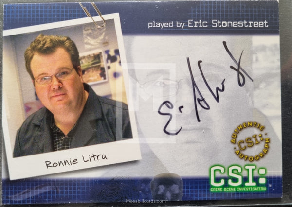 2004 Strictly Ink CSI Series 2 Autograph Trading Card CSI-B4 Eric Stonestreet as Ronnie Litra Front