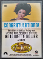 2005 Star Trek Original Series Art and Images Animated Autograph Trading Card A33 Antoinette Bower Sylvia Back