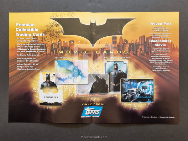 2005 Topps DC Comics Batman Begins Trading Card Dealer Sell Sheet Back