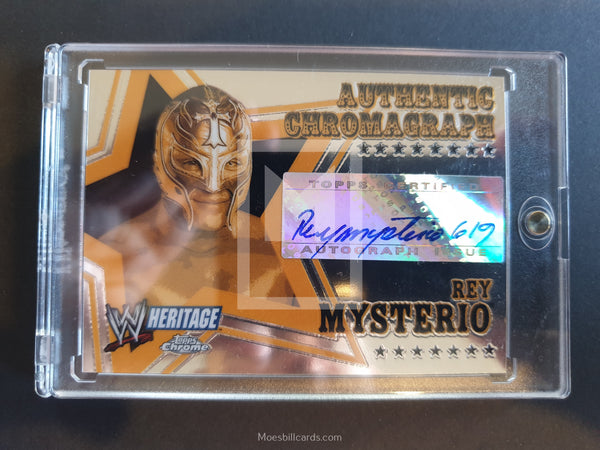 2006 Topps WWE Wrestling Authentic Chromograph Rey Mysterio Jr Autograph Trading Card