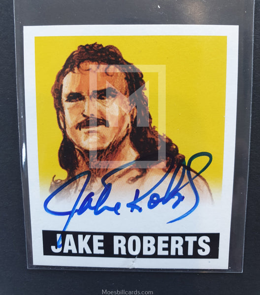 2012 Leaf Wrestling Jake The Snake JR1 Yellow Parallel Autograph Trading Card Front
