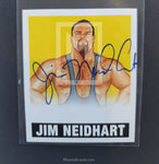 2012 Leaf Wrestling Jim The Anvil Neidhart JH1 Yellow Parallel Autograph Trading Card Front