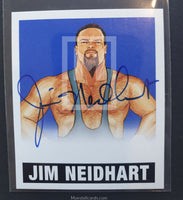 2012 Leaf Wrestling Jim The Anvil Neidhart JN1 Autograph Blue Parallel Trading Card Front