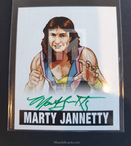 2012 Leaf Wrestling Marty Jannetty A-MJ1 Alternative Autograph Green Parallel Trading Card Front