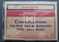 2012 Topps WWE Heritage Wrestling Swatch Shirt Relic Batista Trading Card Back
