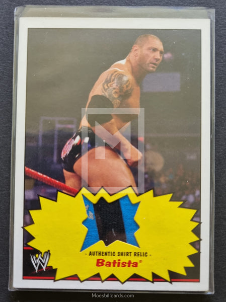 2012 Topps WWE Heritage Wrestling Swatch Shirt Relic Batista Trading Card Front