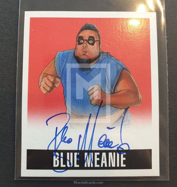 2014 Leaf Wrestling Blue Meanie BM1 Autograph Red Parallel Trading Card Front