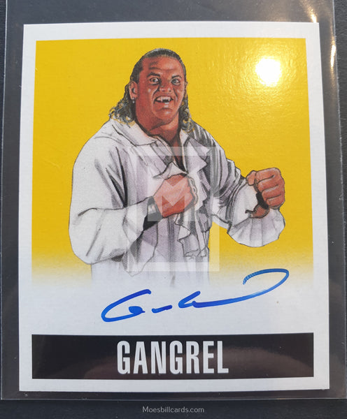2014 Leaf Wrestling Gangrel A-G1 Alternative Autograph Yellow Parallel Trading Card Front
