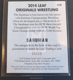 2014 Leaf Wrestling Sandman A-S3 Alternative Autograph Yellow Parallel Trading Card Back