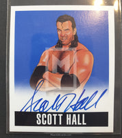 2014 Leaf Wrestling Scott Hall A-SH1 Alternative Autograph Blue Parallel Trading Card Front
