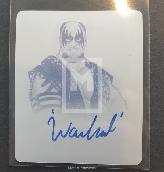 2014 Leaf Wrestling Warlord A-W1 Autograph Printing Plate Cyan Parallel Trading Card Front