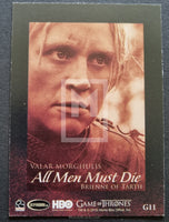 2015 Game of Thrones Insert Trading Card Valar Morghulis G11 Brienne of Tarth Back
