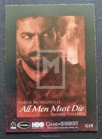2015 Game of Thrones Insert Trading Card Valar Morghulis G19 Daario Naharis Back