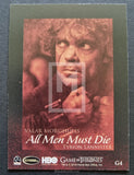 2015 Game of Thrones Insert Trading Card Valar Morghulis G4 Tyrion Lannister Back