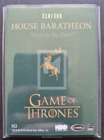 2015 Game of Thrones Season 4 Shield Pin Cards H3 House Baratheon Trading Card Back